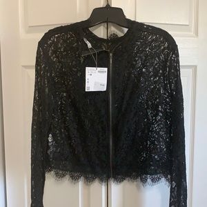 Women’s black lace long sleeve shirt